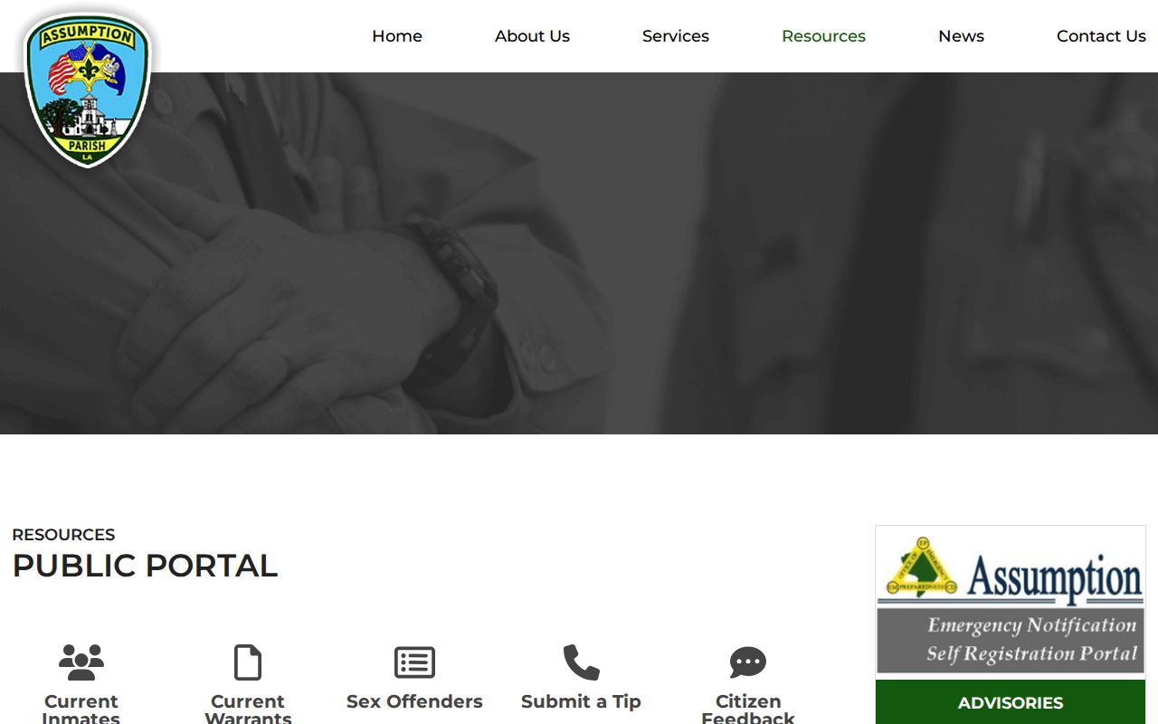Assumption Parish official most wanted and warrant record portal
