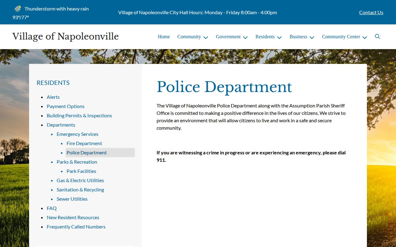 Napoleonville Village Police Department source for Assumption Parish arrest records